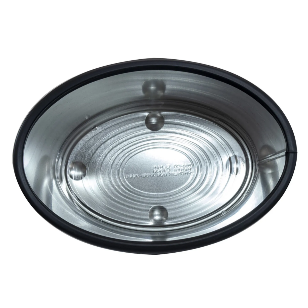 Metal pan with black rim on a white background