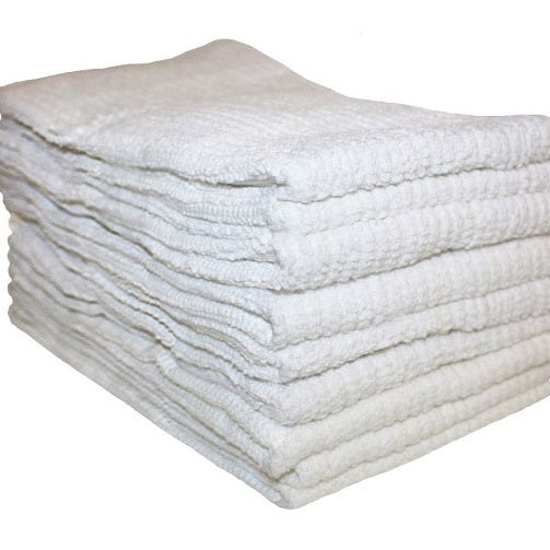 Terry mop cloths in a stack.