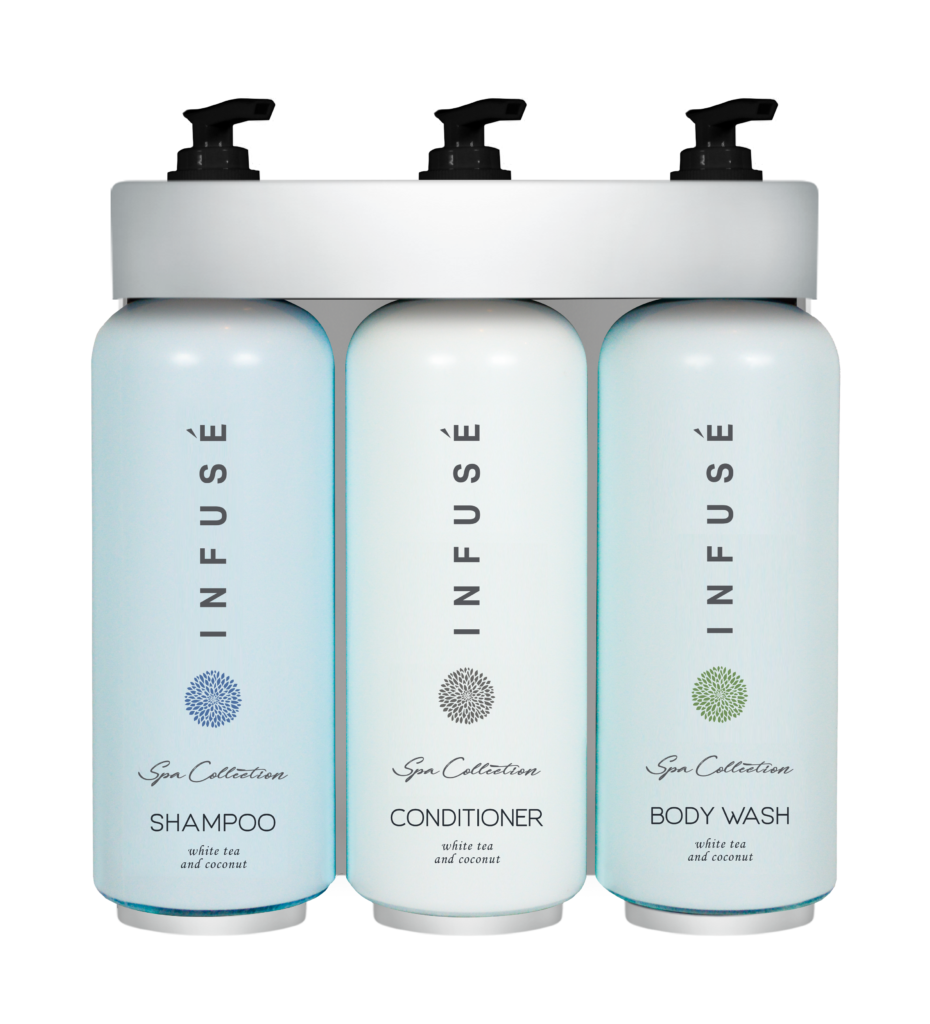 Product shot of hotel amenities.