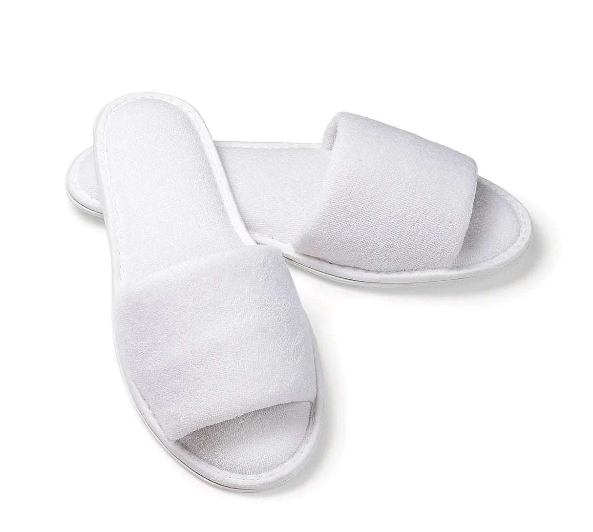 Open toe, fluffy slippers for hotels and spas sold by wholesale supplier for hotels, healthcare and hospitality.