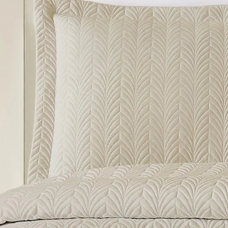 Leaf stitch quilt in sand/beige color by Boston Textile Co.
