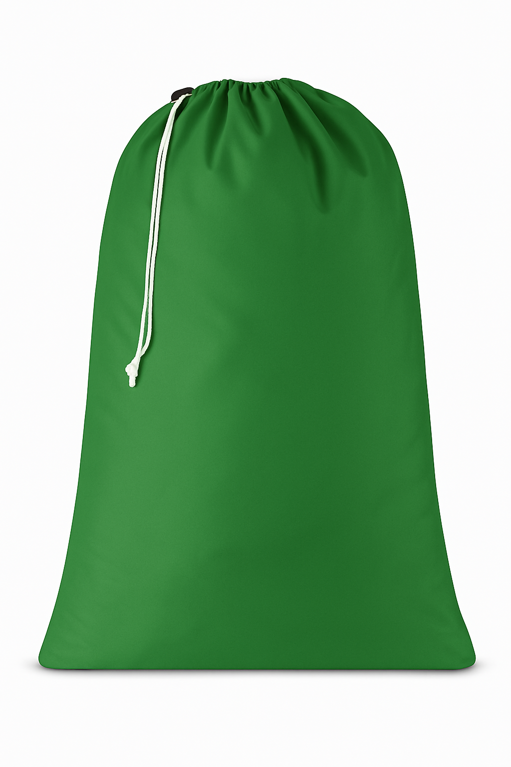 A blue impervious laundry bag with a drawstring closure.