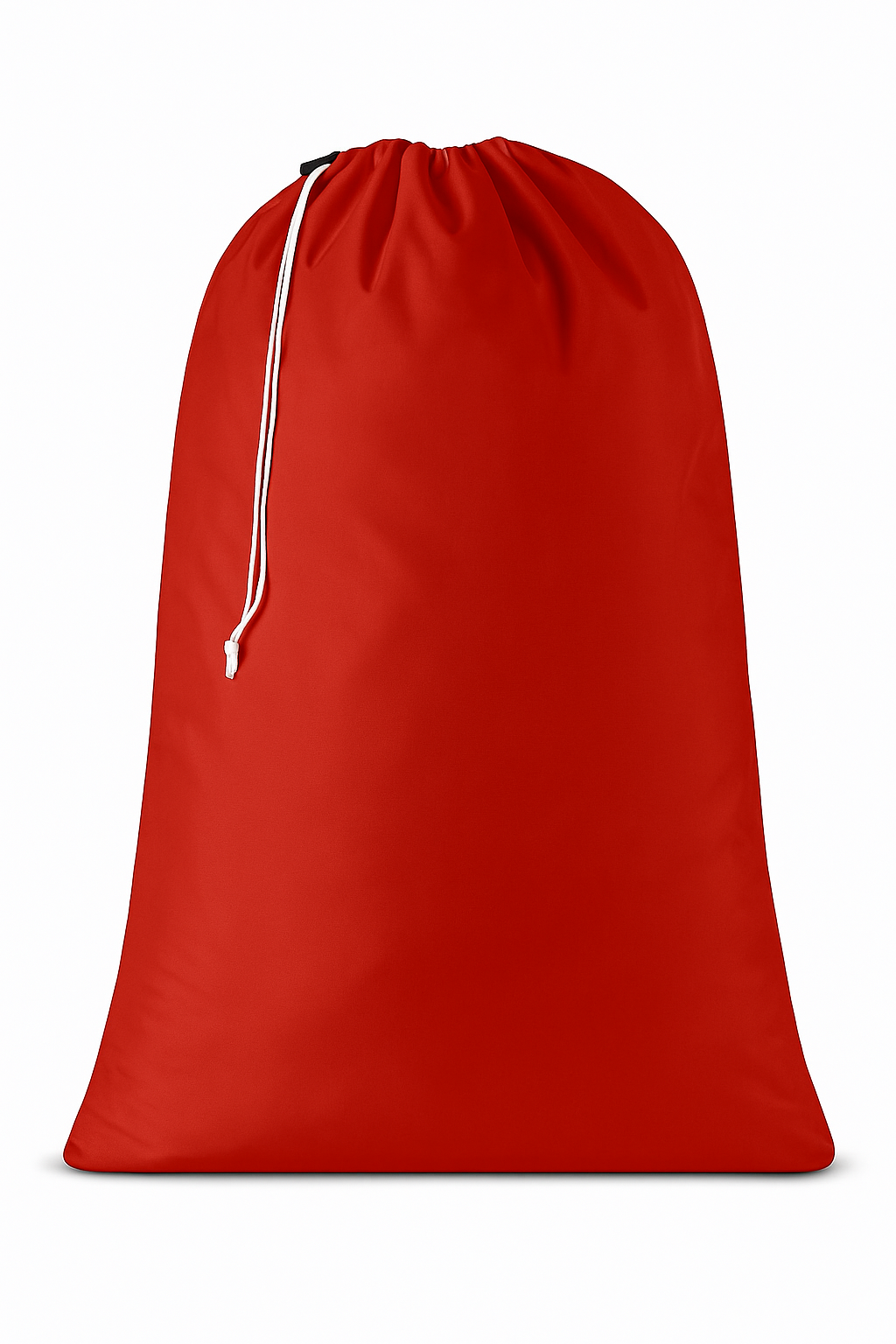 A blue impervious laundry bag with a drawstring closure.