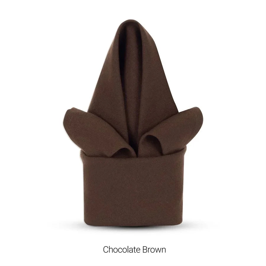 Chocolate colored polyester napkin for hotels and restaurants.