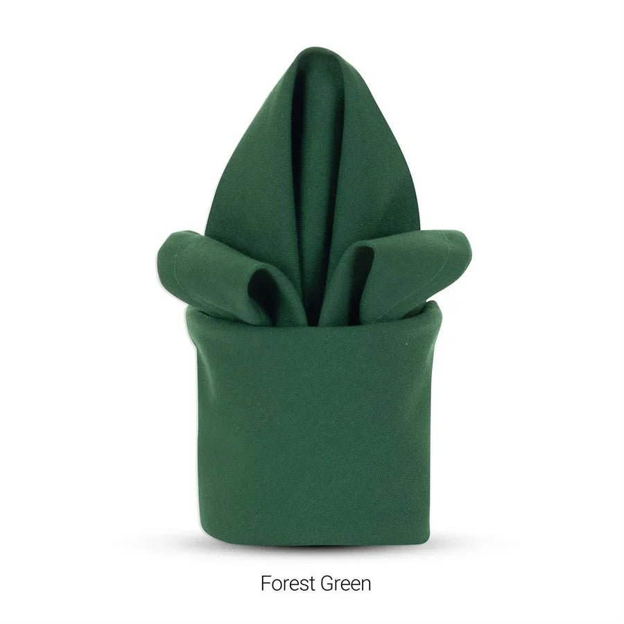Forest green colored polyester napkin for hotels and restaurants.