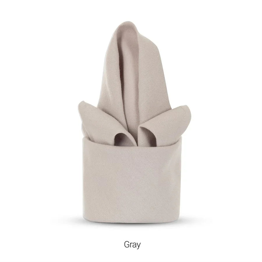 Light grey colored polyester napkin for hotels and restaurants.