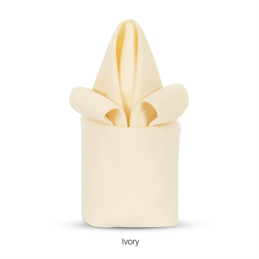 Ivory colored polyester napkin for hotels and restaurants.