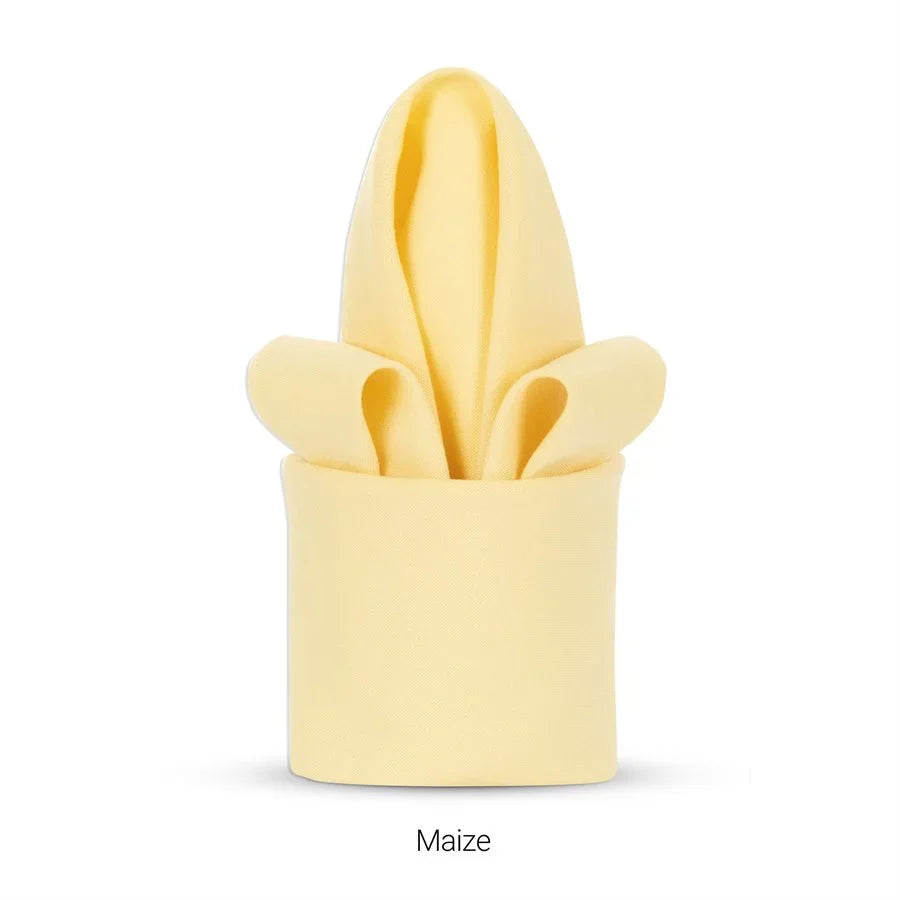 Pastel yellow colored polyester napkin for hotels and restaurants.
