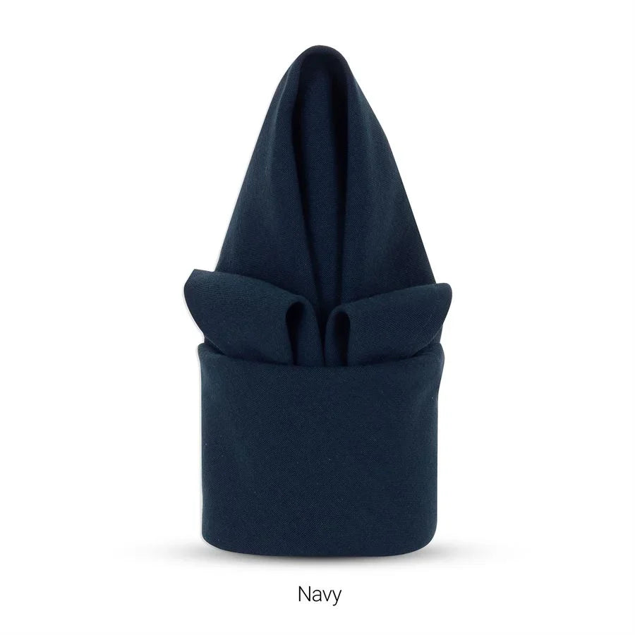Navy colored polyester napkin for hotels and restaurants.