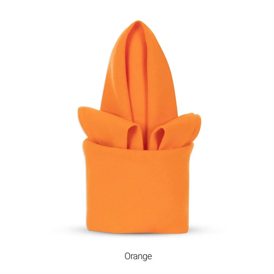 Orange colored polyester napkin for hotels and restaurants.