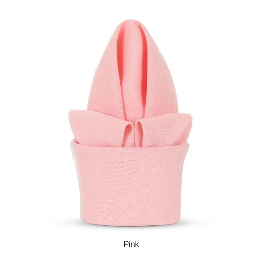 Light pink colored polyester napkin for hotels and restaurants.