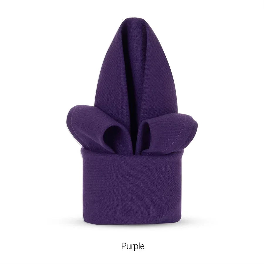 Purple colored polyester napkin for hotels and restaurants.