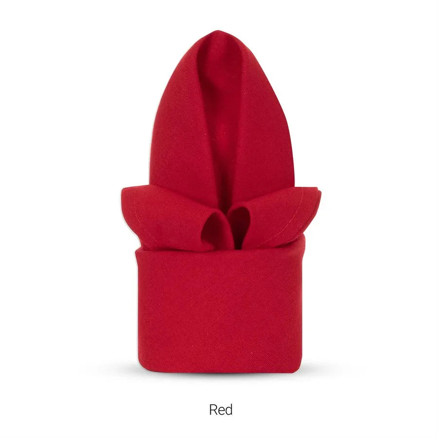 Red colored polyester napkin for hotels and restaurants.