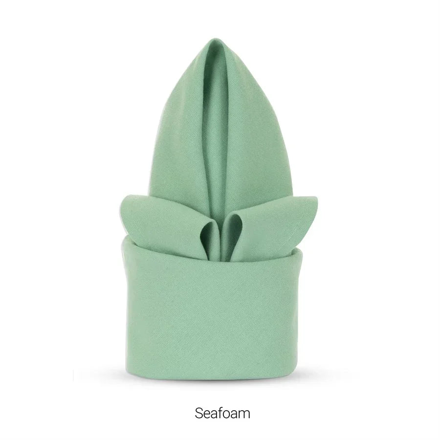 Mint green colored polyester napkin for hotels and restaurants.