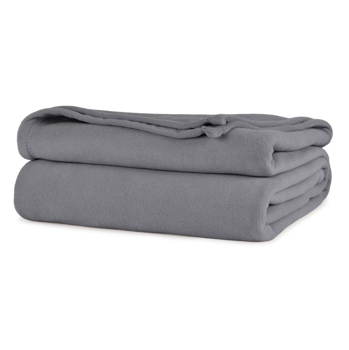 Dark grey colored fluffy and luxurious blanket neatly folded. Product shot.