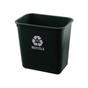 Black recycling bin with 'Recycle' text on a white background
