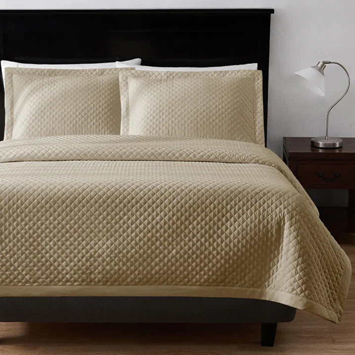 Diamond stitch quilt for bedding by Boston Textile Co. perfect for hotel wholesale supply.