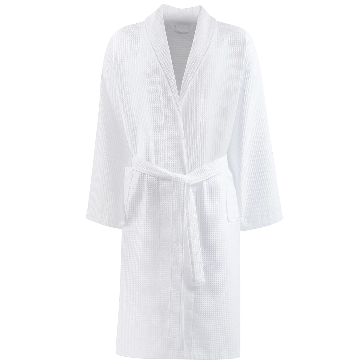 waffle white spa robe wholesale for supplier of hotels and spas product shot