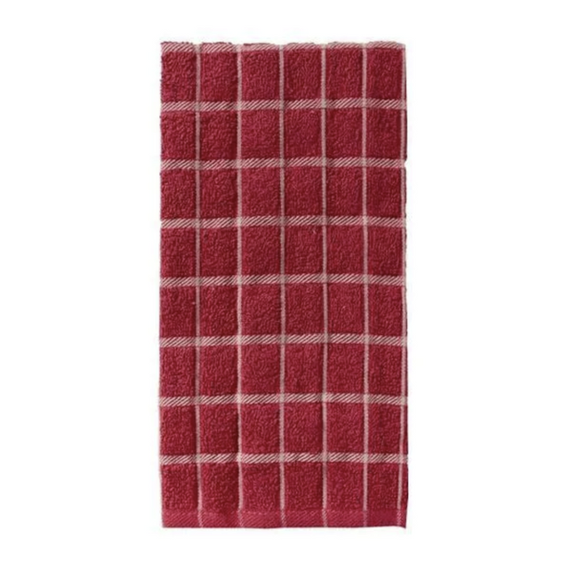 box pattern red kitchen towels