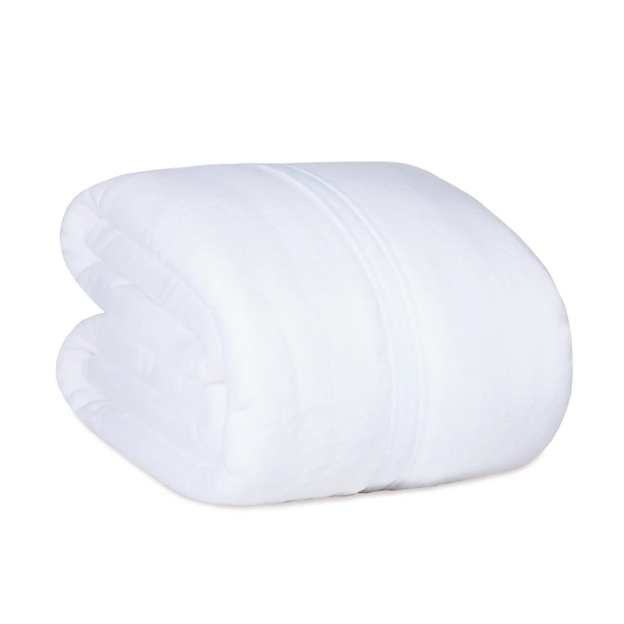 White colored fluffy and luxurious blanket neatly folded. Product shot.