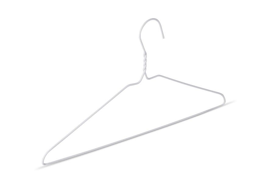 White metal hanger on a white background