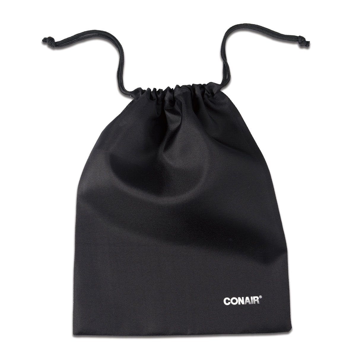 Black drawstring bag with 'Conair' branding on a white background