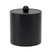 Black cylindrical container with a lid on a white background