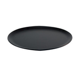 Black round tray on a white background