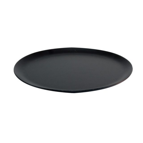 Black round tray on a white background