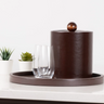 Ice Bucket on tray with glass.