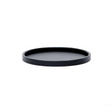 Black round tray on a white background