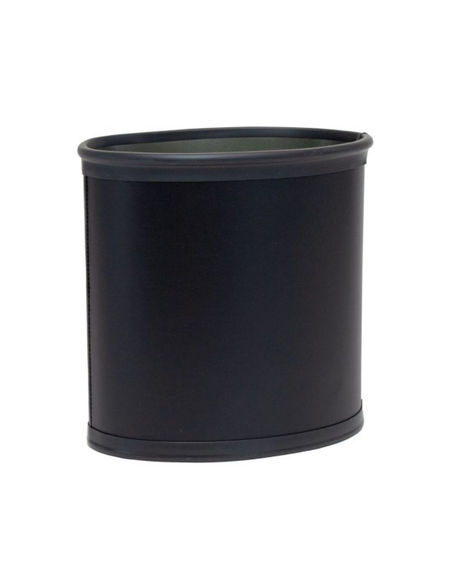 leather wastebasket in black
