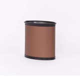 Leather wastebasket in brown