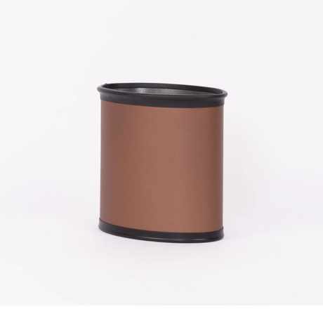 Leather wastebasket in brown
