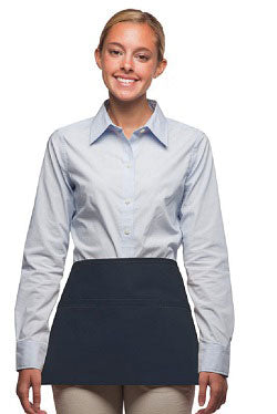 Waist Apron, Navy, 3 Pocket, 12" x 23"