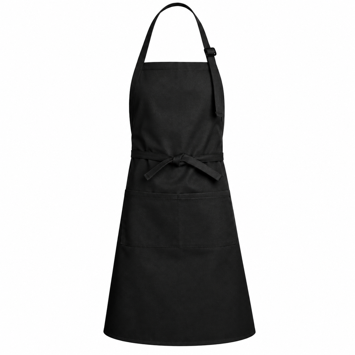 Pictured: 2 Pocket Black Twill Apron against a white background.