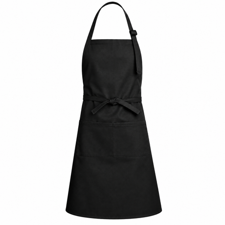 Pictured: 2 Pocket Black Twill Apron against a white background.