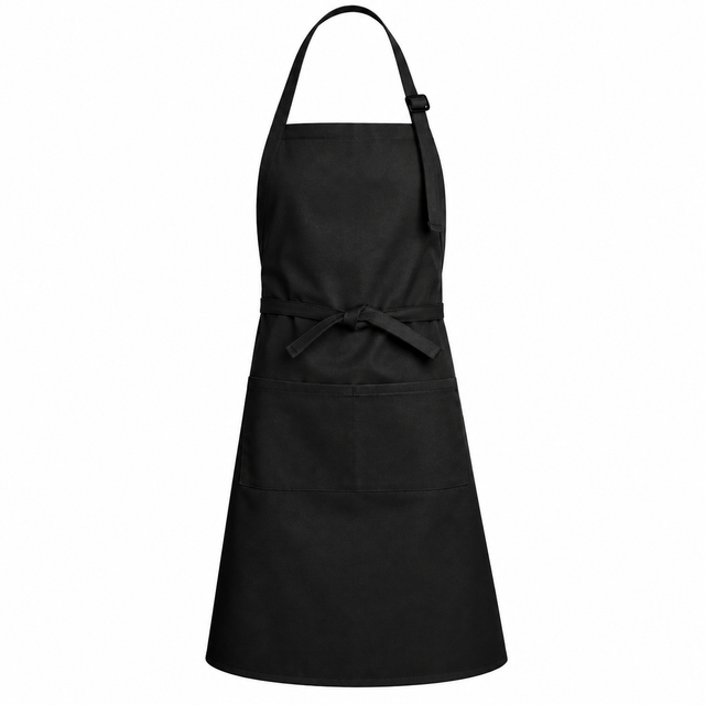 Pictured: 2 Pocket Black Twill Apron against a white background.
