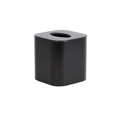 Black tissue box holder on a white background