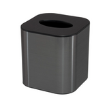 Black metal tissue holder on a white background