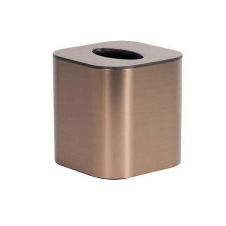 Bronze-colored trash can on a white background