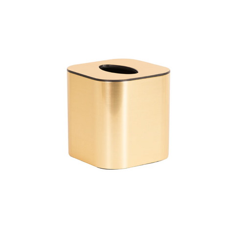 Gold-colored tissue box on a white background