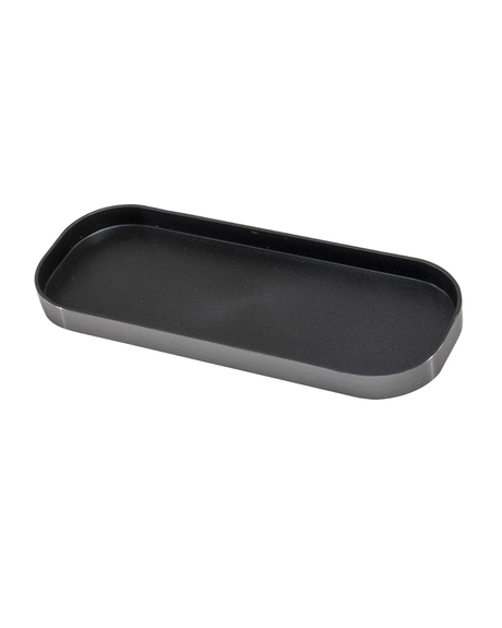Black rectangular tray on a white background