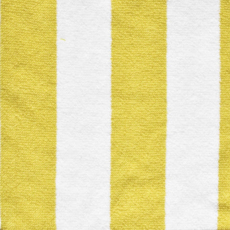 A close-up of a striped fabric pattern with alternating vertical yellow and white stripes.
