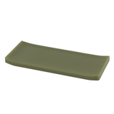 Rectangular green ceramic plate on a white background
