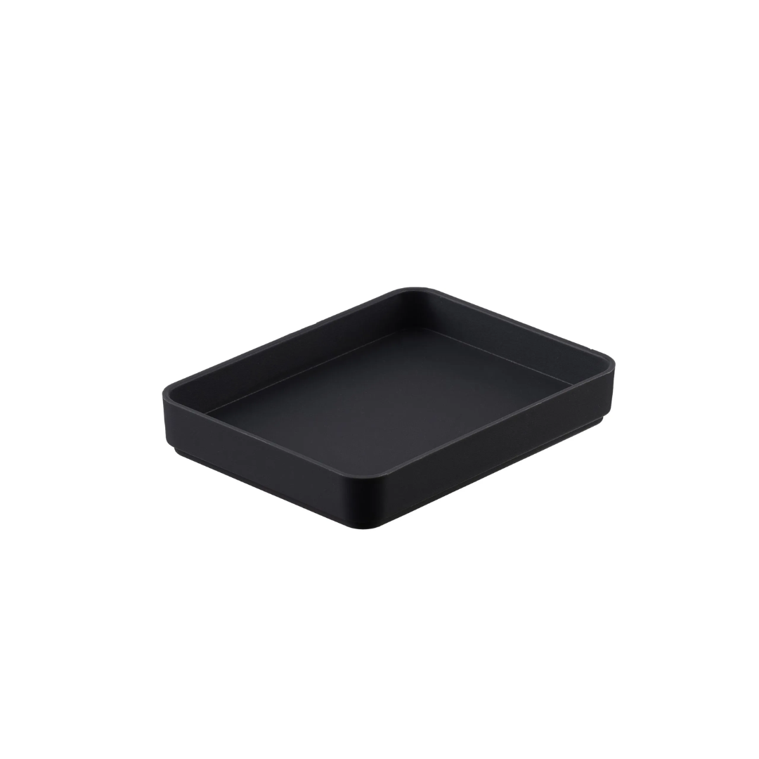Graphite rectangle soap tray on white background.