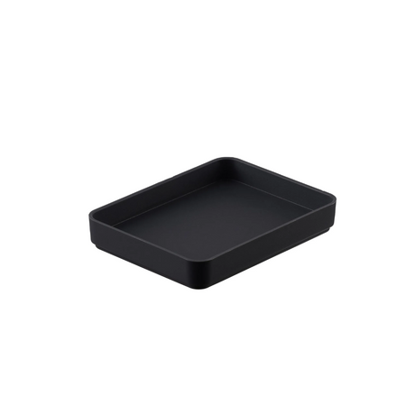 Graphite rectangle soap tray on white background.