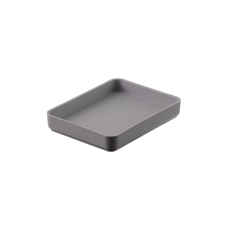 Gray rectangular tray on a white background
