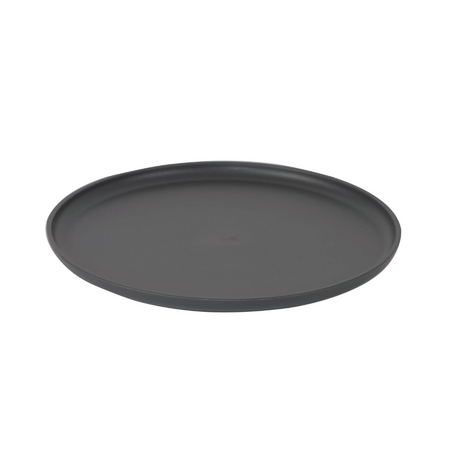 Black round tray on a white background