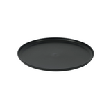 Black round tray on a white background